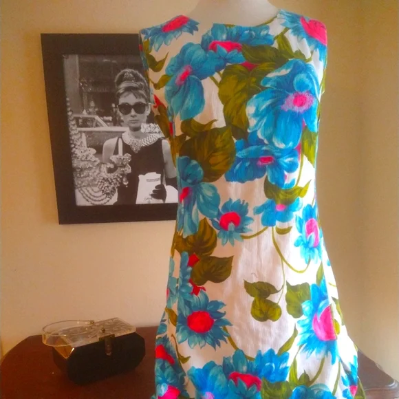 strapless open back dress Vintage 1960s Cut-Out Daisy Print Mini Dress- NEW! – Coutura Vintage